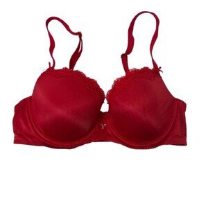 Victoria’s Secret Dream Angels Cherry Red Lace Trim Bra Size 34D